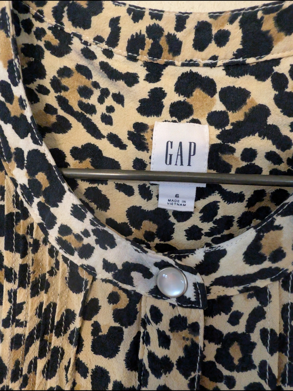 GAP Leopard Print Button-Front Shirt Dress - Tan & Black 6
